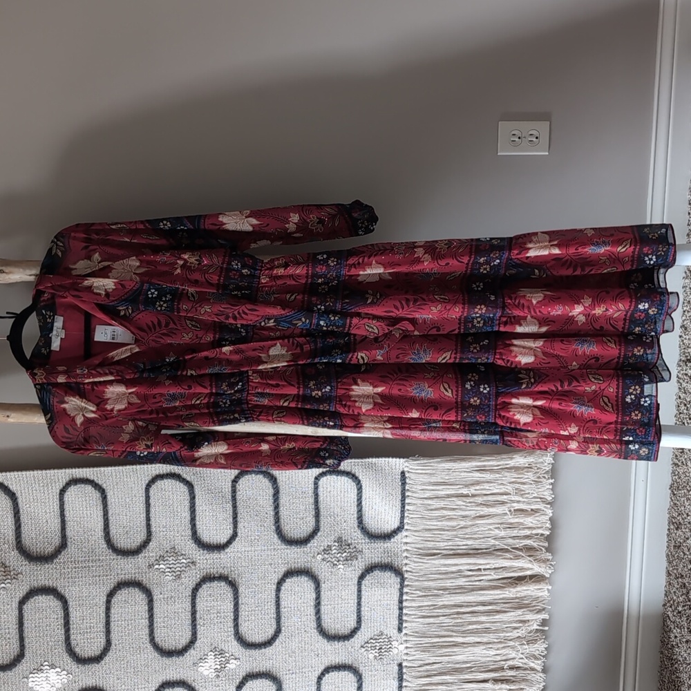 LOFT Floral Bow Tiered Midi Dress - Small - NWT
